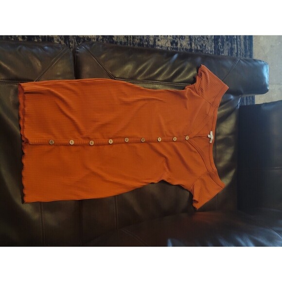 Rust Orange Ribbed Off-Shoulder Bodycon Mini Dress Size Large - Picture 3 of 10